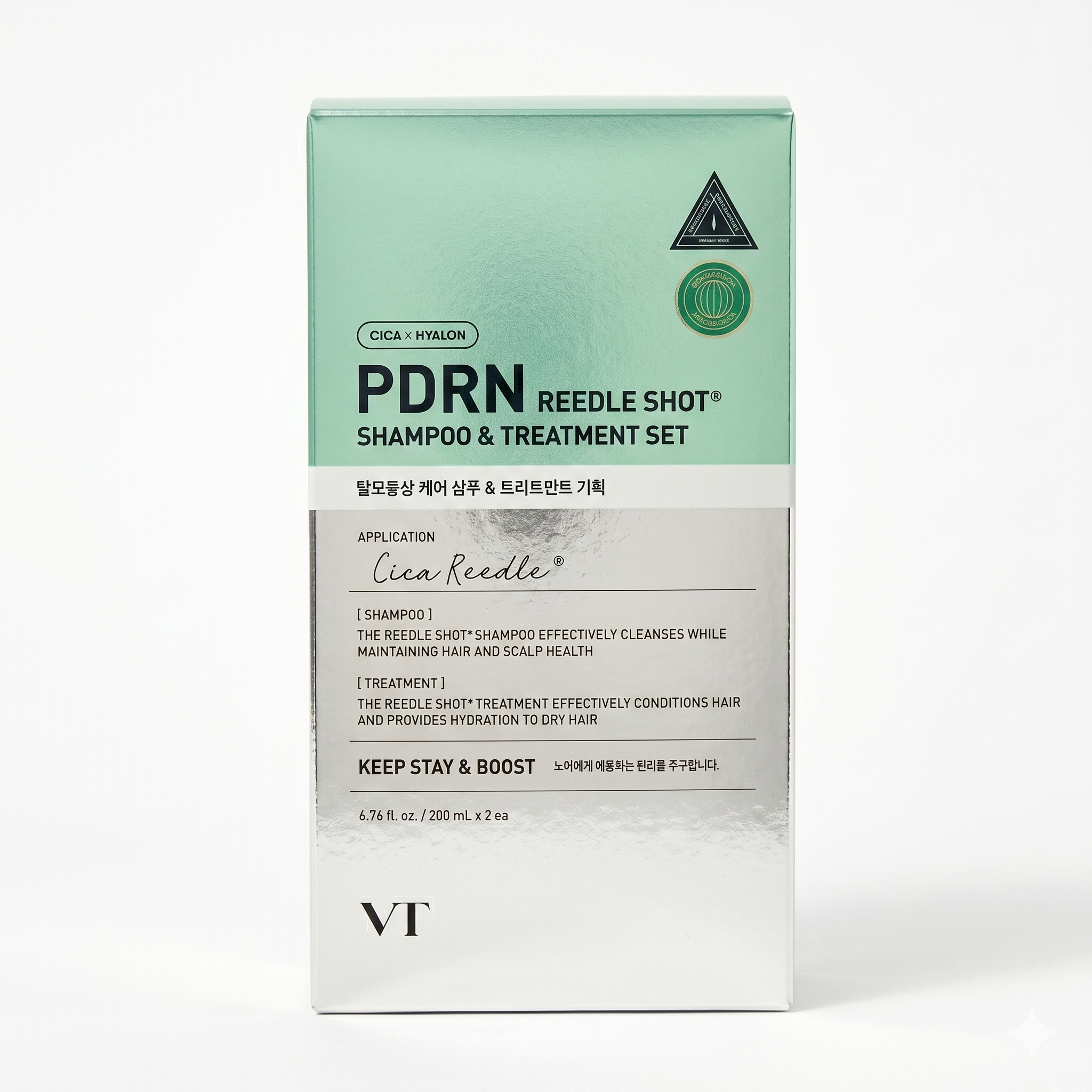 VT Cosmetics PDRN Reedle Shot Shampoo & Treatment Set (Cica / Hyalon)